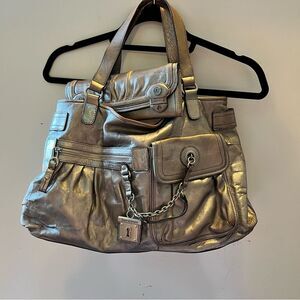 Vintage y2k Juicy Couture Silver Shoulder Bag Slouchy style has matching wallet